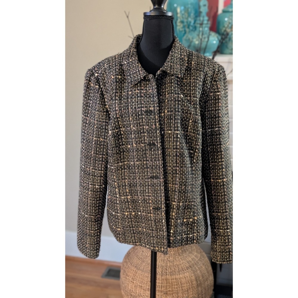 Womens Requirements Black Brown Beige Houndstooth Blazer Jacket Sizez 16